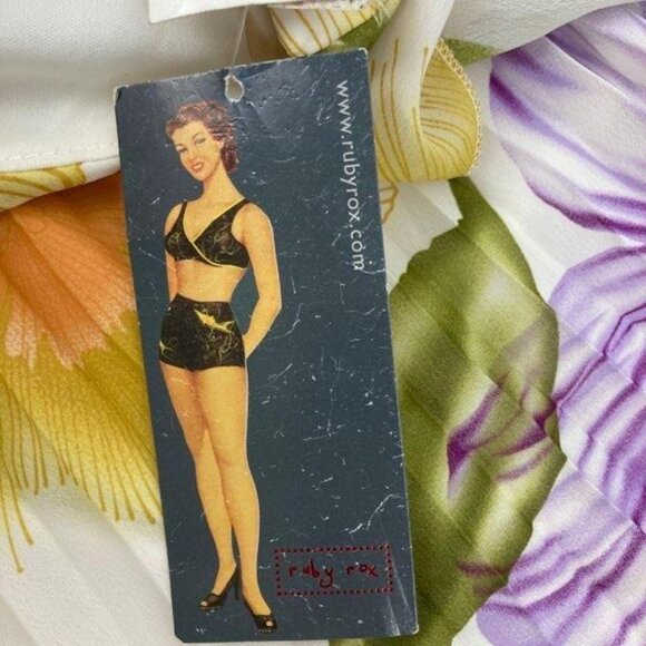 NWT Ruby Rox Juniors 13 Halter Tie Sundress Dress Gold Purple Floral Backless - Picture 8 of 13